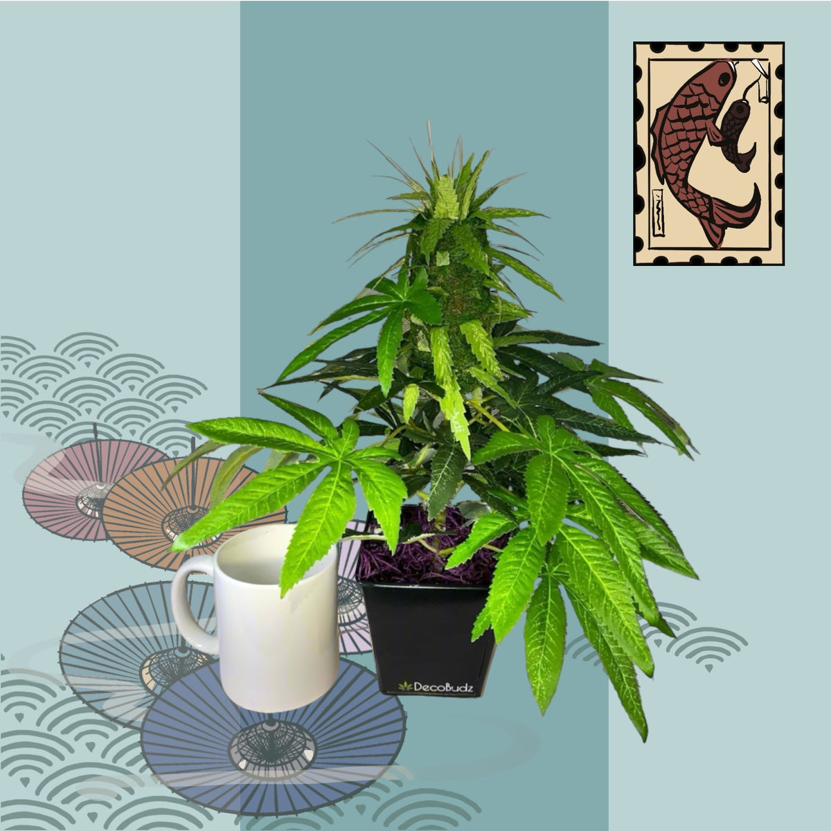 DecoBudz faux cannabis plant as stylish, bold decor, making a statement in any modern space.